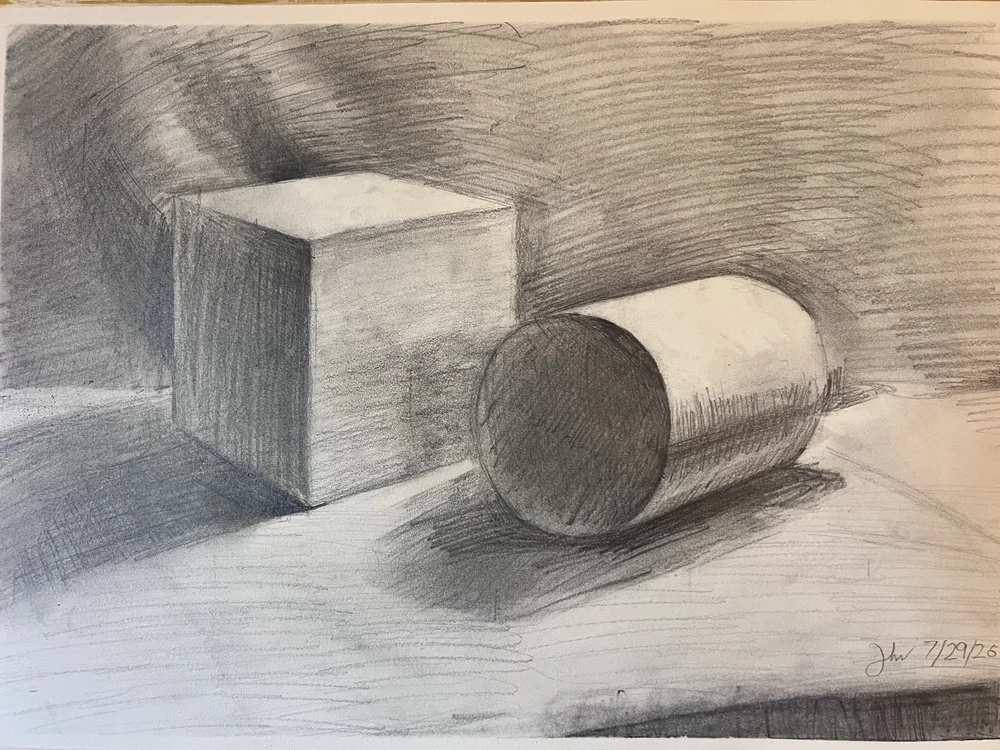 Student observational pencil sketch
