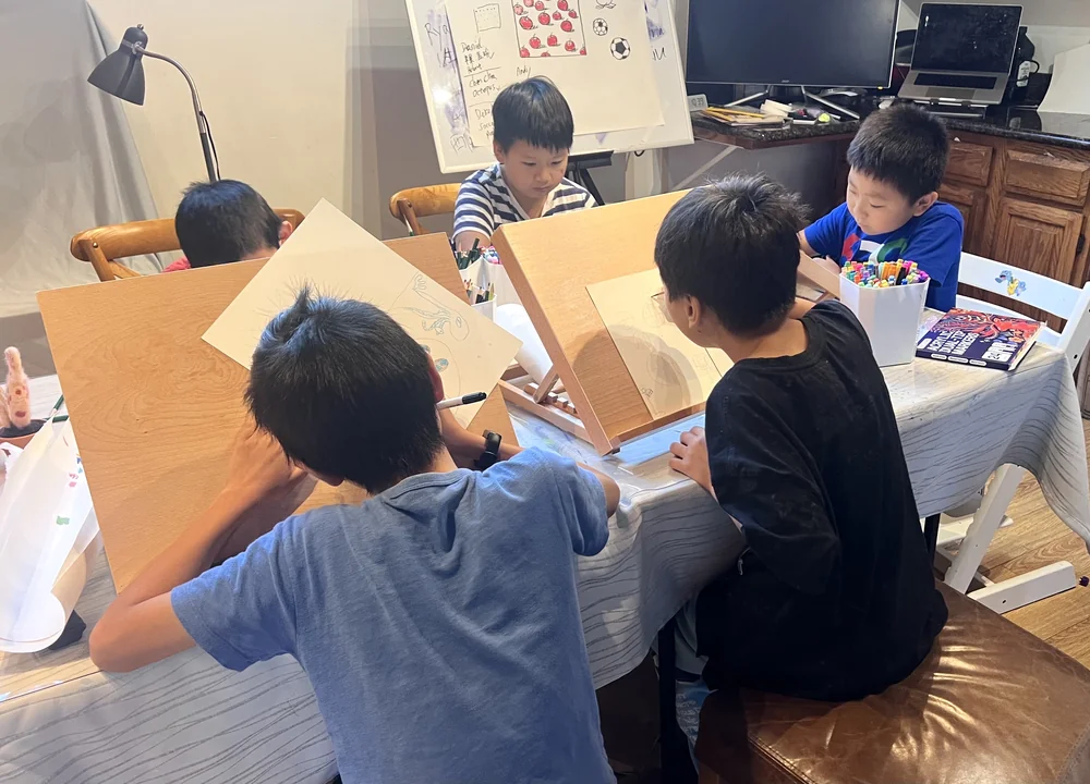 Students in art class