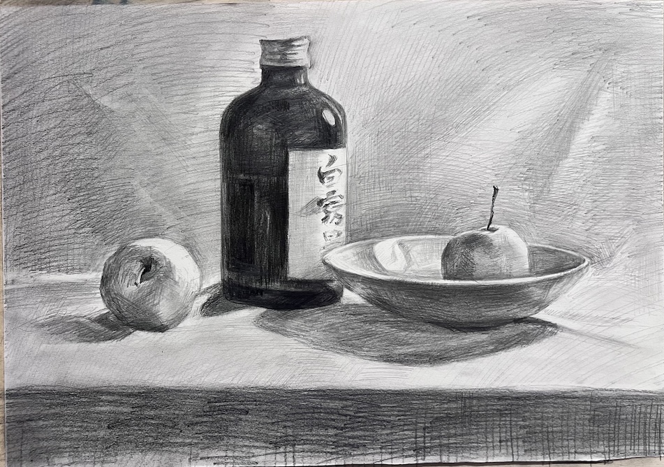 Student observational pencil sketch